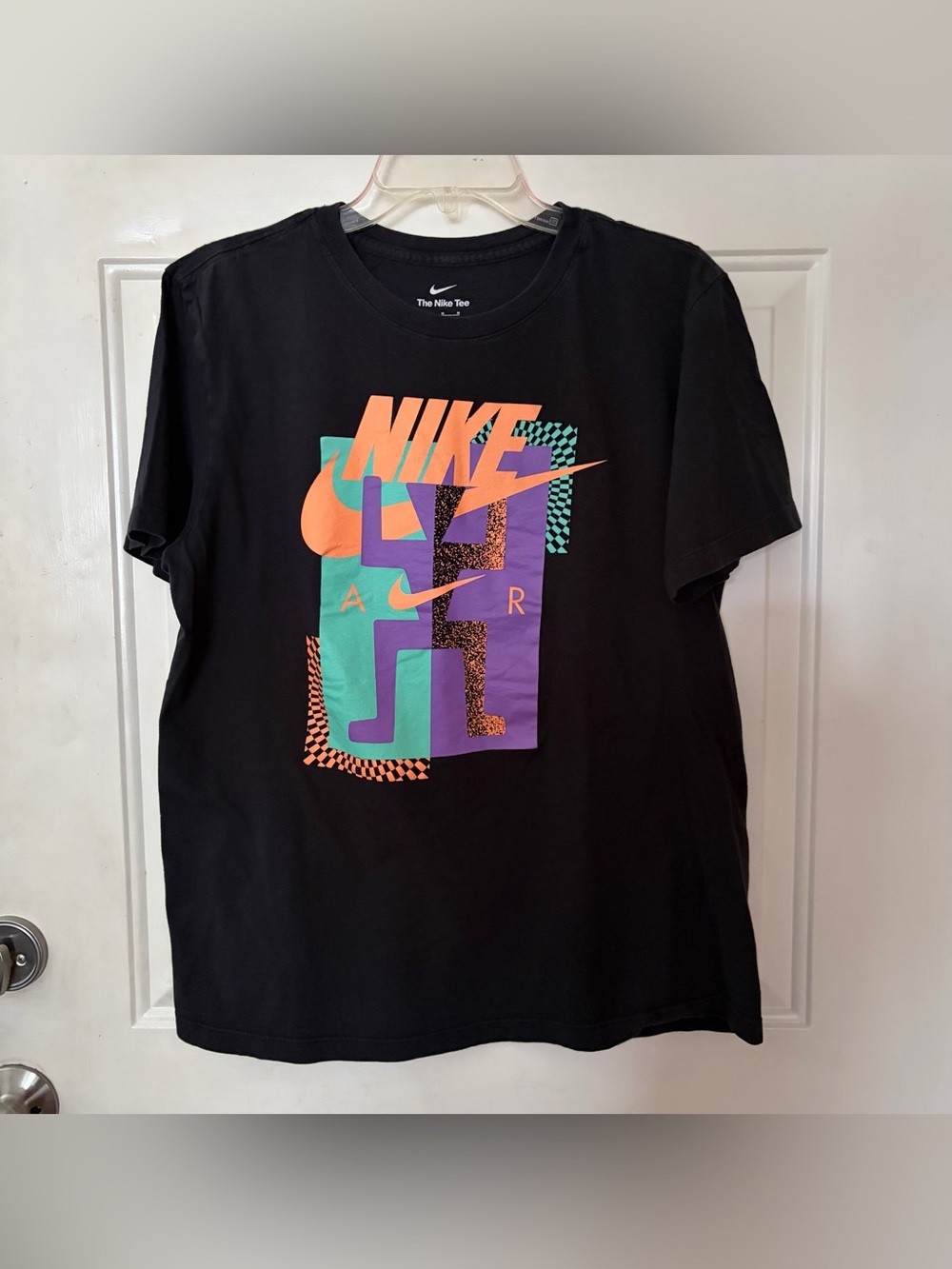 Nike Mens M Black Graphic Futura Air Block Print Tee